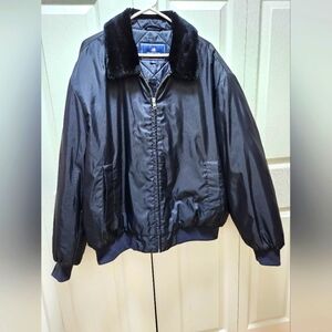 Vtg Newport Harbor Men's Police Bomber Wind Breaker Jacket Fur Collar Size XL...
